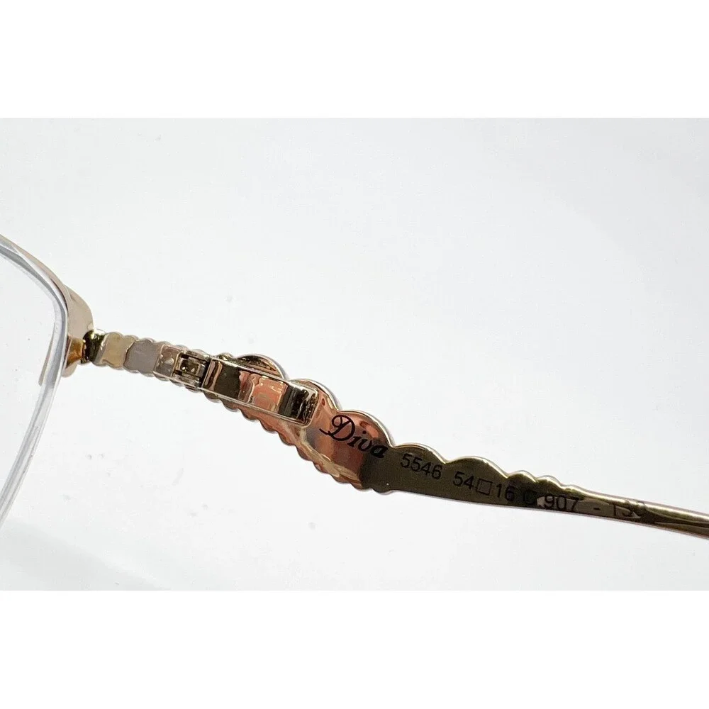 Diva Eyeglasses Women Gold Rhinestone Half Rim 5546 54-16-135